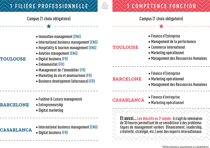 TBS Bachelor, planning de la 3e année
