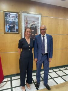 Stéphanie Lavigne Directrice Générale TBS Education & Mr Abdellatif Miraoui, Ministre de l’Enseignement Supérieur