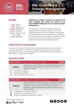 Tbs Education Msc Consulting & Strategic Management Program Outline