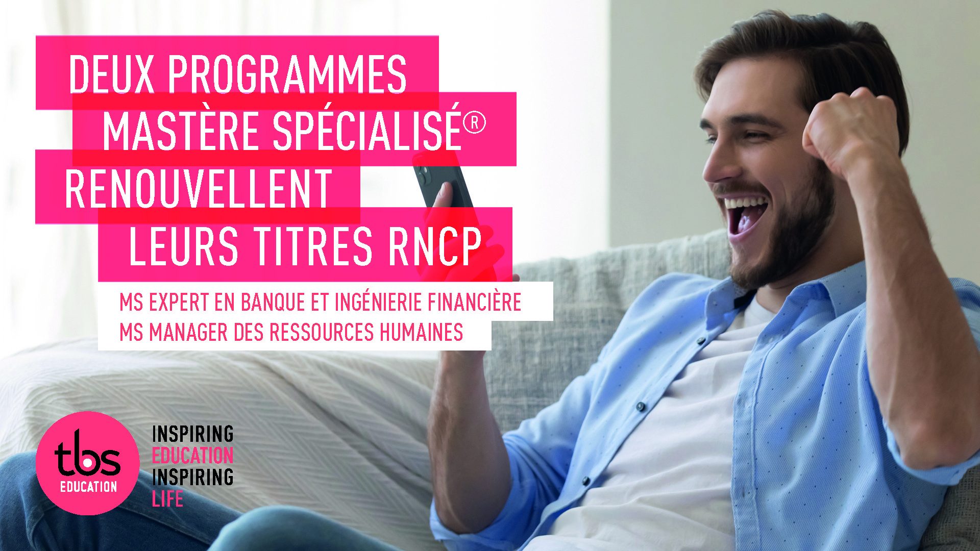 Renouvellement de 2 titres RNCP niveau 7 pour nos MS TBS Education