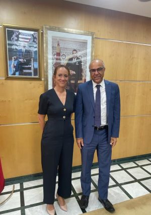 Stéphanie Lavigne Directrice Générale TBS Education & Mr Abdellatif Miraoui, Ministre de l’Enseignement Supérieur